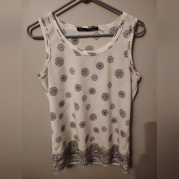 Ivanka Trump Tops - Ivanka Trump Black and Cream Patterned Tank Top